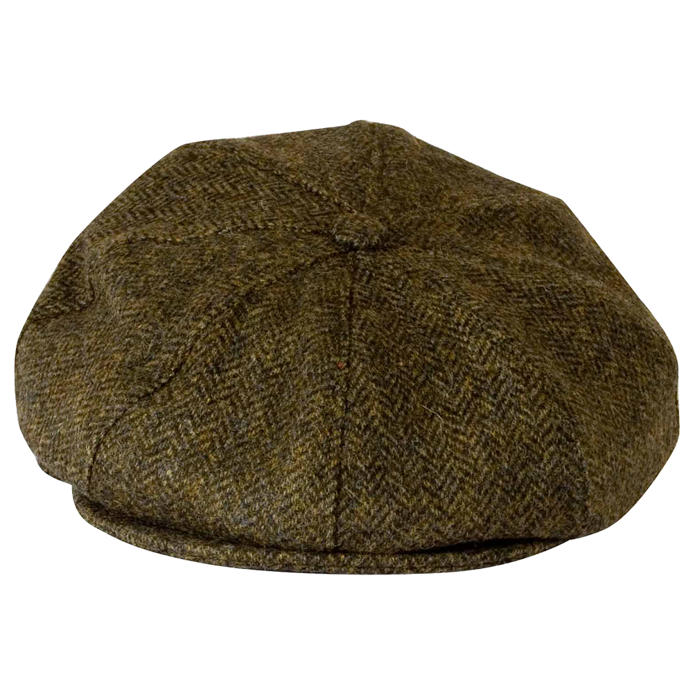 Gamble & Gunn British Made Button Top Cap - Moor Green Donegal Tweed Heritage Style