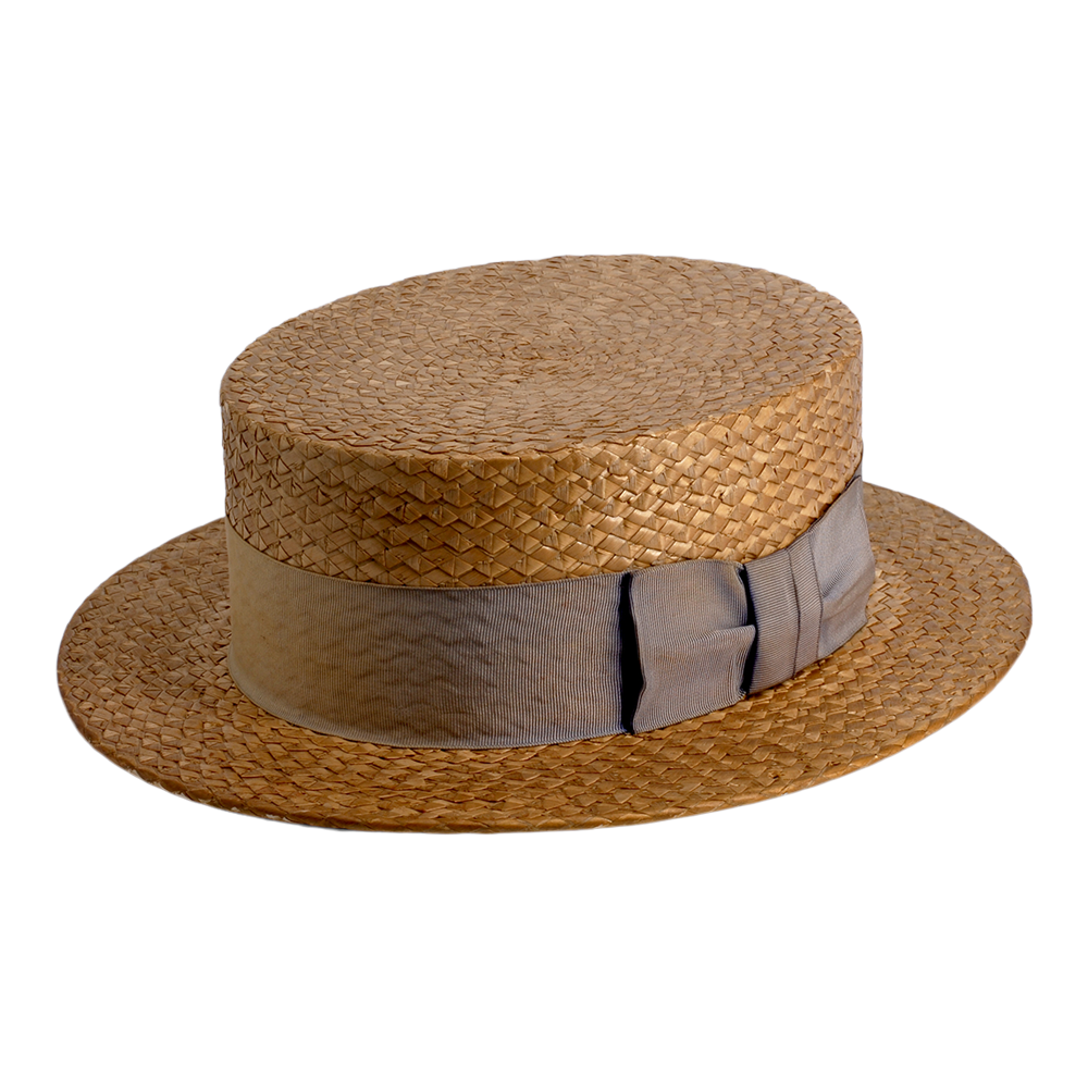 thumbnail image 2 of Deluxe Black Straw Boater Hat With Yellow Band – 1920s Fancy Dress – Victorian Barbershop Style 2 of 2