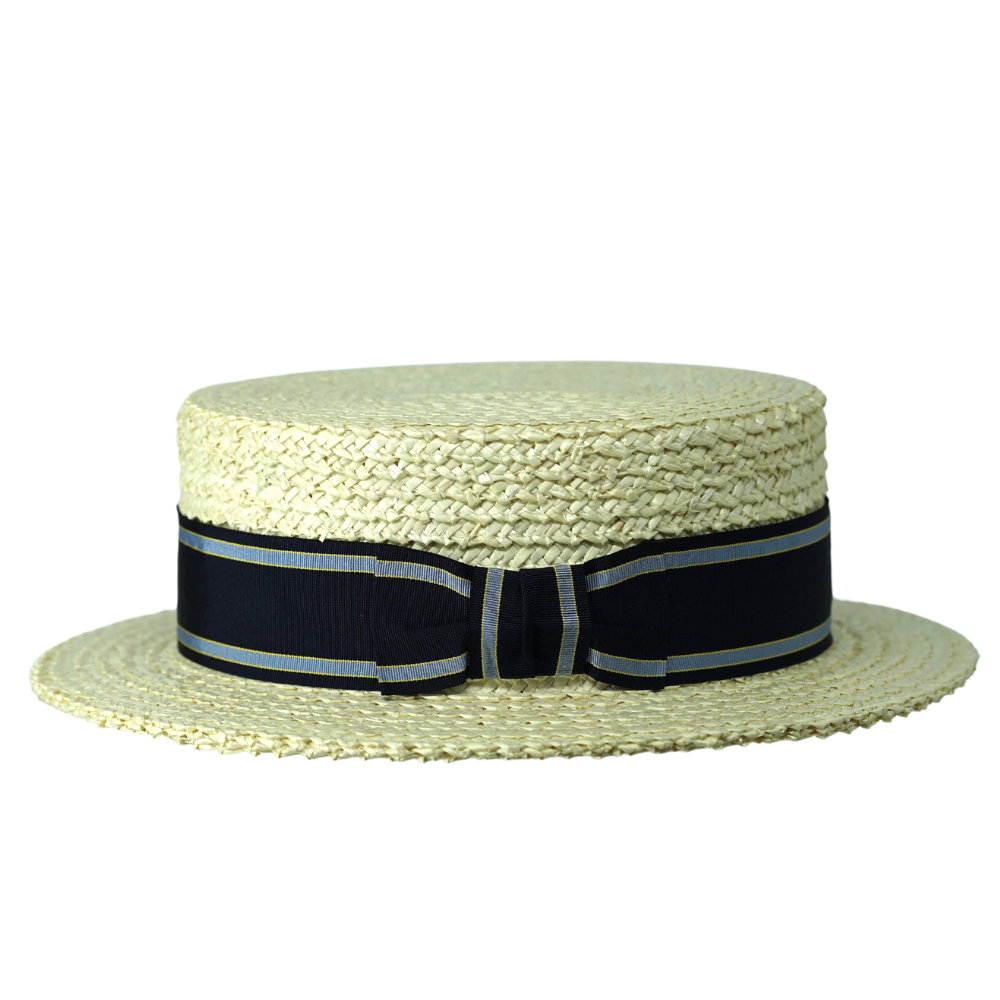 Gamble & Gunn Henley Straw Boater with Stripe Grosgrain Ribbon - Image 3