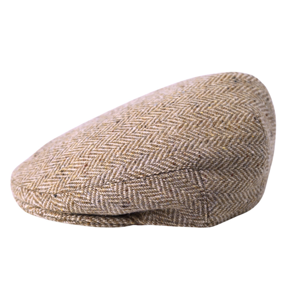 Dolton - Gamble & Gunn Molloy & Sons Irish Donegal Tweed British Made Light Tan Herringbone Flat Cap - Image 2
