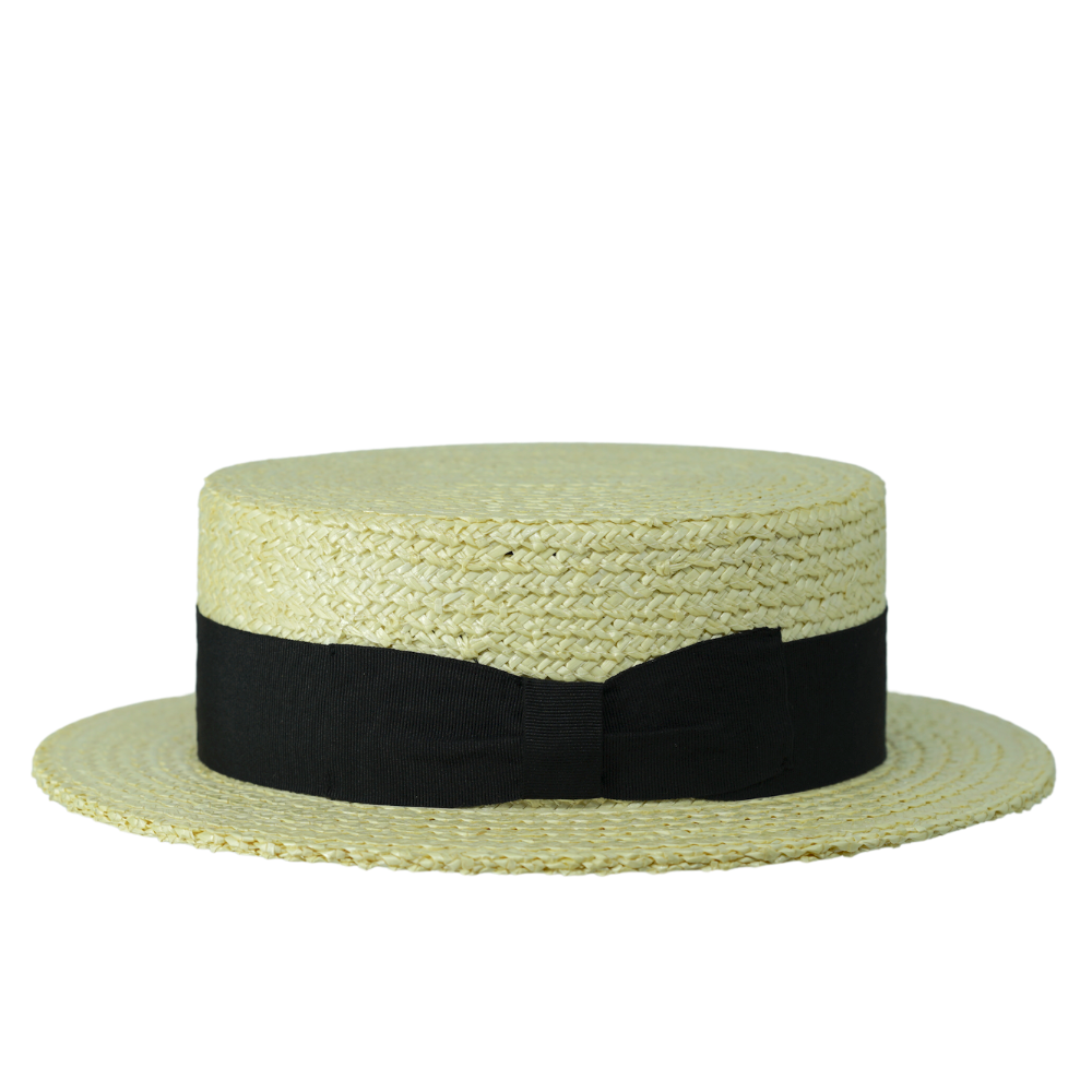 Gamble & Gunn Henley Straw Boater with Black Grosgrain Ribbon - Image 2