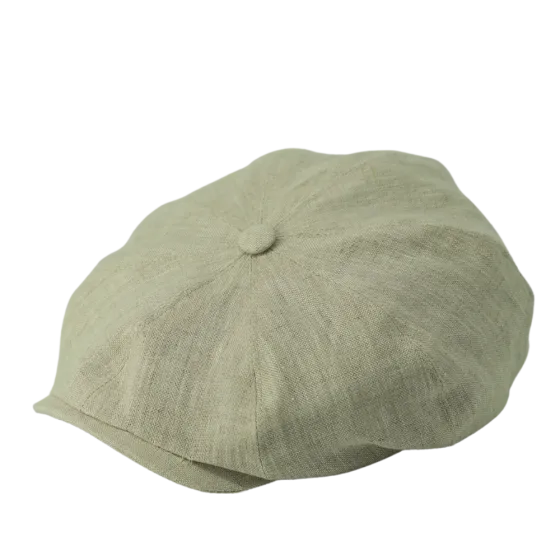 Caddy – British Made Cream Irish Linen Button Top Cap By Gamble & Gunn