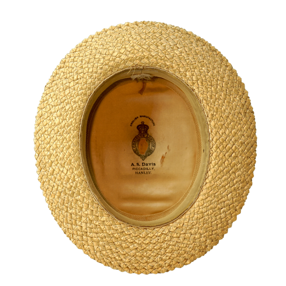 Vintage Circa 1940's Christys of London Boater Hat with Black Ribbon 58cm - Image 4